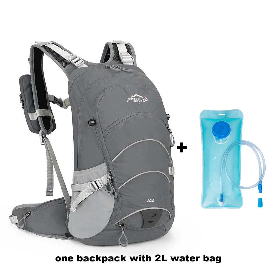 gray with water bag Водонепроницаемый 20л велосипедный рюкзак для горного велосипеда, гидратационные сумки для велосипеда, для езды на велосипеде, дышащий эргономичный рюкзак, без сумки для воды - Color: gray with water bag