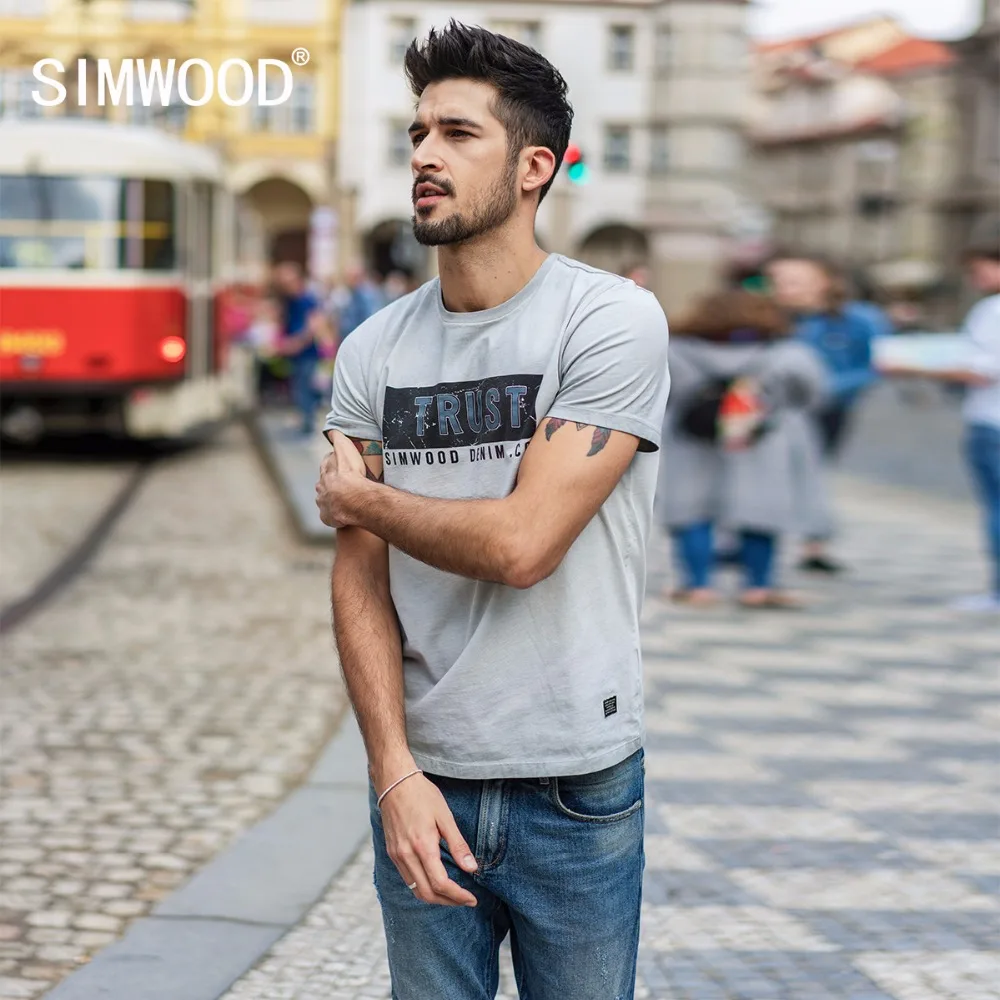 SIMWOOD 2019 Band футболки для мужчин лето 100% хлопок Slim Fit повседневное короткий рукав