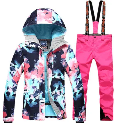 

GSOU SNOW New Women's Single Double Board Ski Suit Warm Windproof Waterproof Ski Jacket+Ski Pants Size XS-L