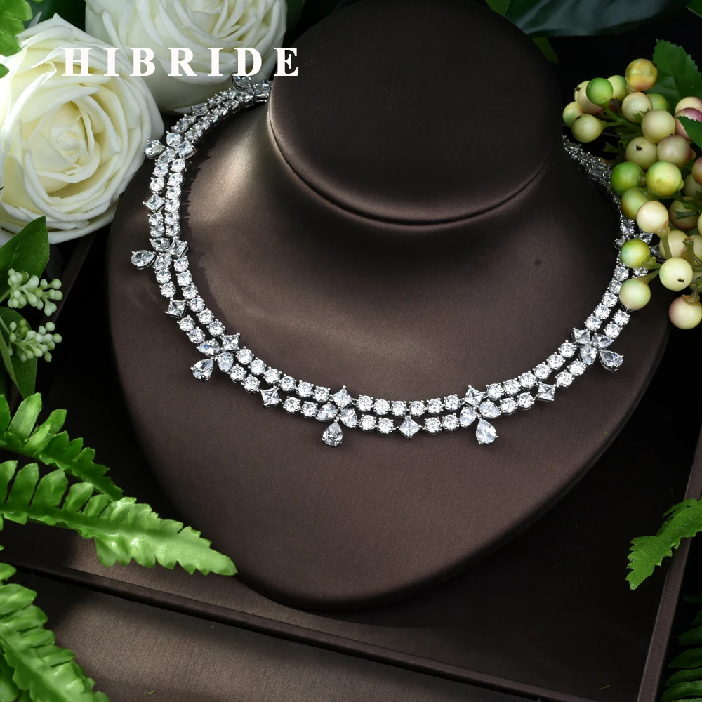 

HIBRIDE Exclusive New Design Popular AAA Cubic Zirconia Necklace ,White Gold Plating Women Jewelry Party Accessories N-961