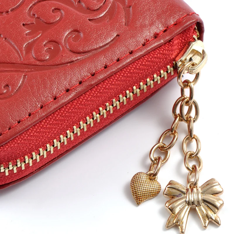 Женские Morning Glory тиснением натуральной Настоящая кожа на Молнии Сумочка Длинный