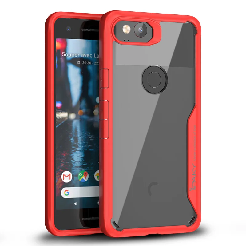 Red Для Google Pixel 2 Чехол IPAKY Pixel 2 XL силиконовый акриловый Гибридный противоударный Прозрачный чехол для Google Pixel 2 XL чехол - Цвет: Red