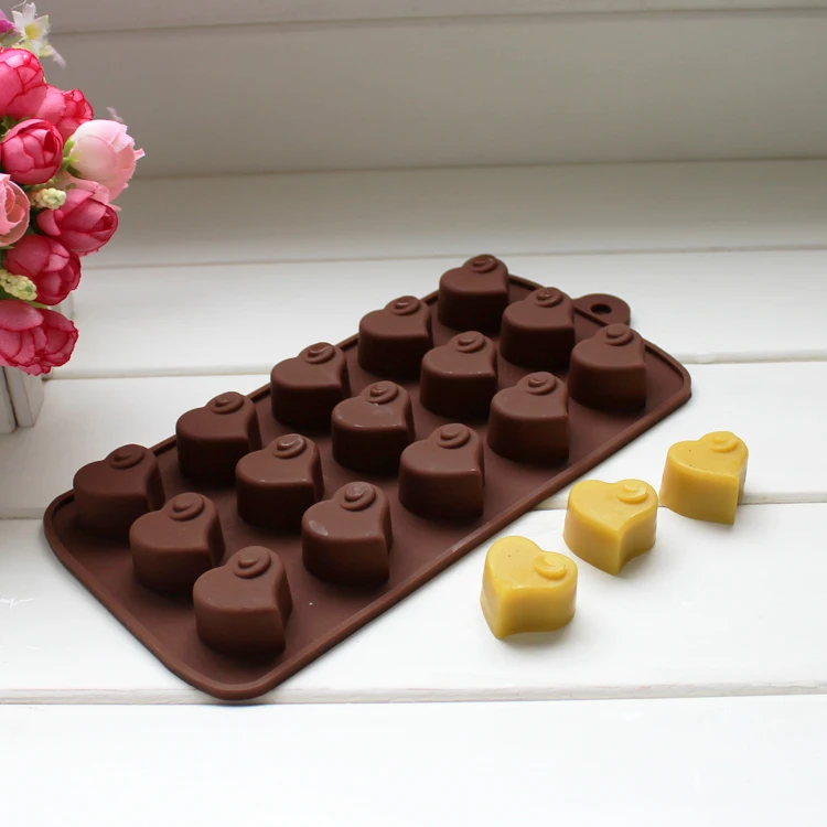 

15 Heart Silicone Chocolate Mold Hearted Mould Ice Tray Ice Cube Mold Jelly Pudding Mold Fondant Mold Wedding Decoration Baking