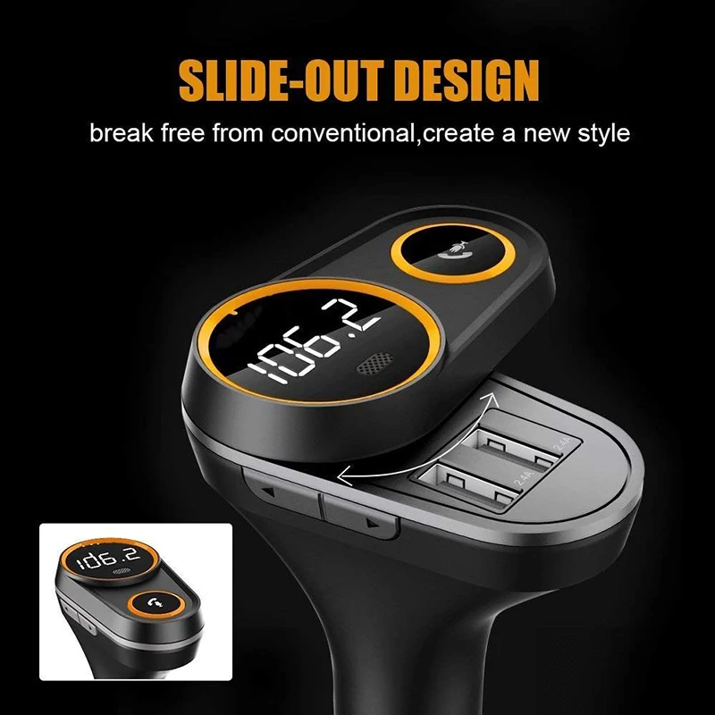 FM передатчик Bluetooth автомобильный адаптер Вращающийся беспроводной MP3 плеер радио