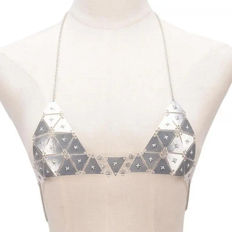 

Women Triangle Retro Body Bra Chain Sequin Necklace Punk Style Bikini Summer Body Jewelry Bijoux Collier Femme