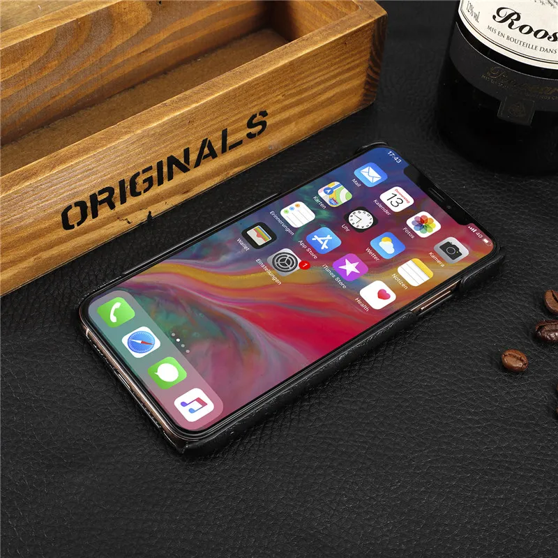 Роскошные Чехлы из натуральной кожи для iphone X XR XS Xs Max Ostrich Grain чехол 7 8 Plus