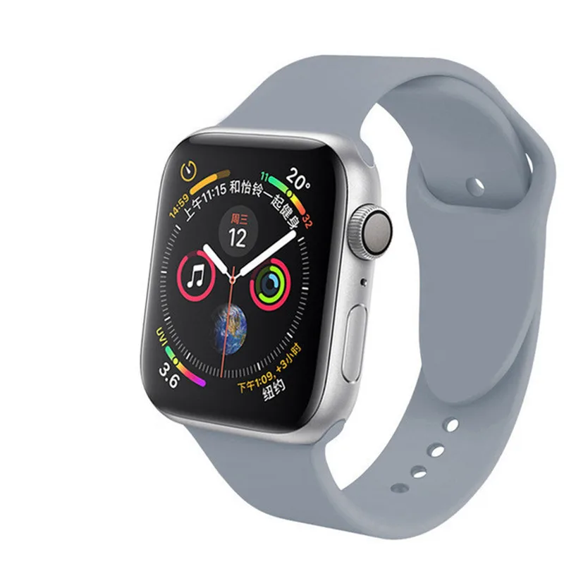 20 цветов, спортивная мягкая силиконовая лента для Apple Watch, 38 мм, 42 мм, 40 мм, 44 мм, браслет, сменный ремешок для IWatch, серия 1, 2, 3, 4
