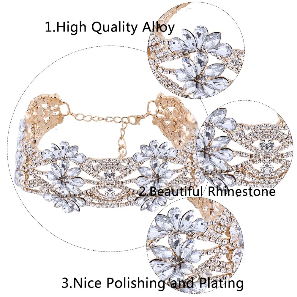 Модное ожерелье с цветами Ожерелье Стразы чокер до ключиц|clavicle necklace|rhinestone