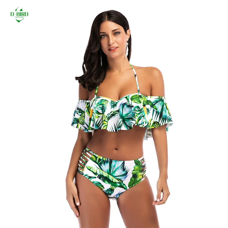 Пляжное бикини 2019 для девочек купальный костюм с цветами Двухсекционный