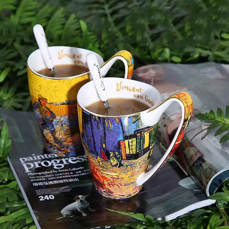 Ван Гога известные художественные Картины костяного фарфора Кофе чашка