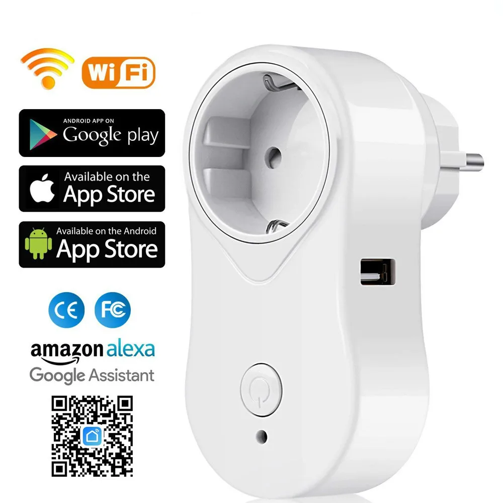 Antikue Wifi Smart UK/EU/US штекер с Alexa Google home аудио беспроводной контроль умная розетка Android