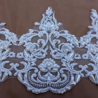 la belleza 2 yards 10 226cm ivory super heavy pearls beads cord bilateral lace trim accent motif wedding veil