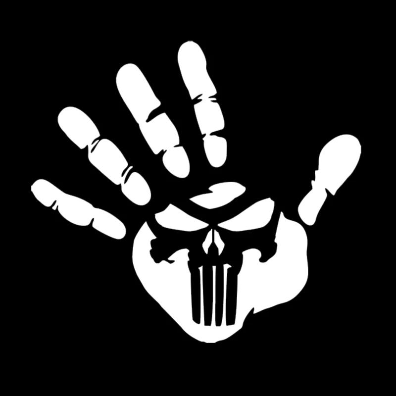 Personalized Custom Handprint Punishment Skull Car Stickers Interesting Styling Vinyl Decals 16.5*15.2CM Black Silver Laser | Автомобили и