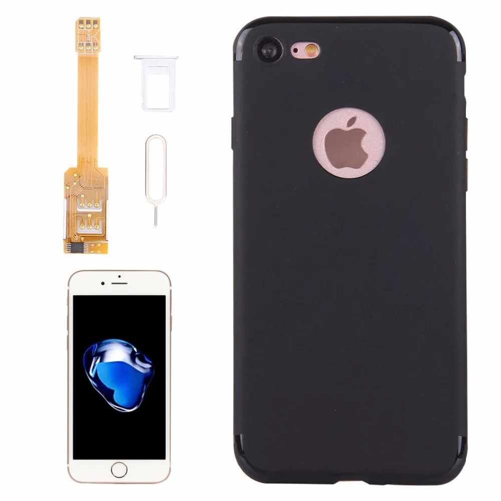 Для iPhone 7 7 Plus 2 в 1 адаптер с двумя sim-картами+ ТПУ чехол-накладка с лотком для sim-карт/булавка для sim-карт