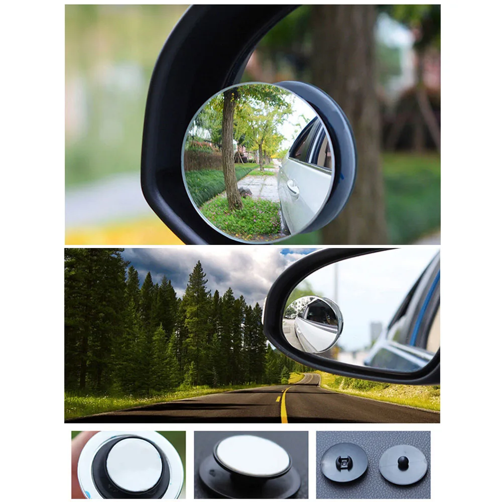 2pcs 360 Degree Car Blind Spot Mirror Frameless Ultrathin Wide Angle Round Convex Rear View Universal | Автомобили и мотоциклы