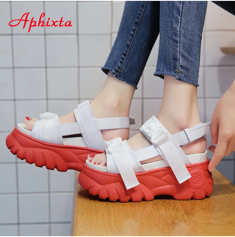 Aphixta/летние женские босоножки на танкетке; шлепанцы на платформе; женская прогулочная обувь на толстой подошве; Zapatillas Chinelo Sandalia