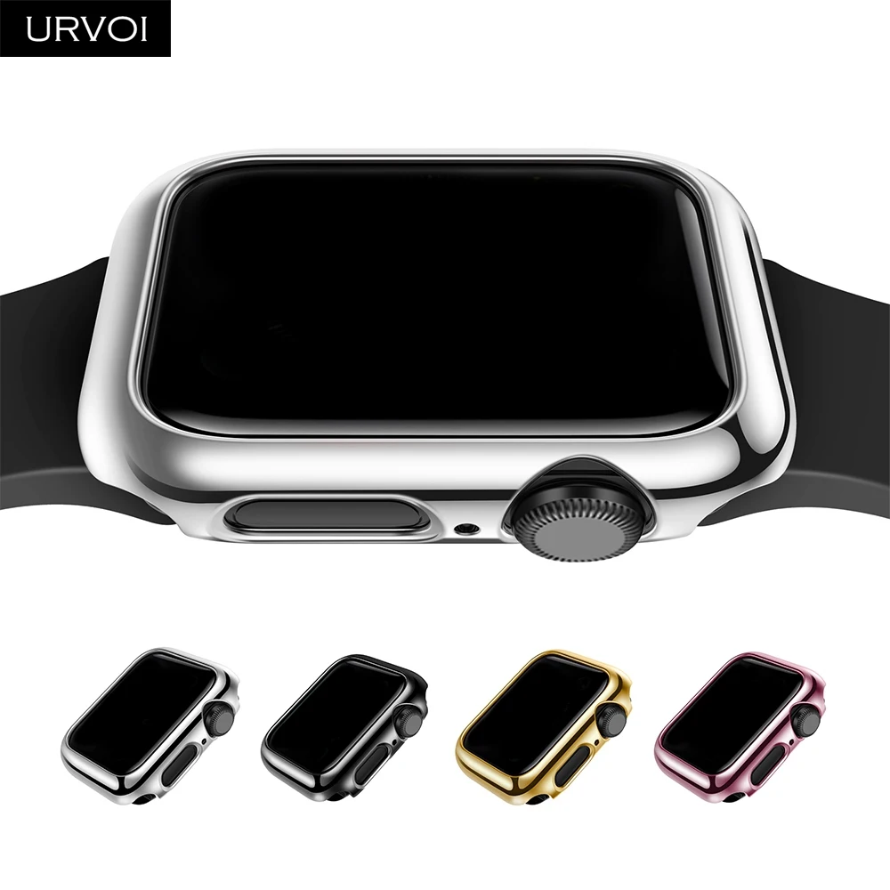 Фото Чехол URVOI для Apple Watch серии 4, 5, 6, 7, 8, 9, блестящий гальванический пластиковый бампер, жесткая рамка, чехол для iWatch, ультратонкий чехол №1
