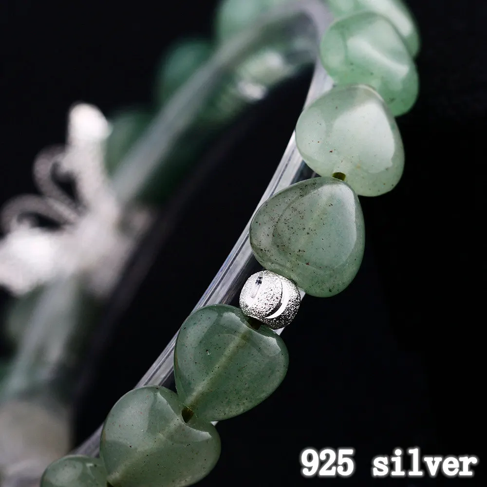 Женский браслет Yumten Aventurine из нефрита 925 пробы с серебряной бабочкой ювелирный