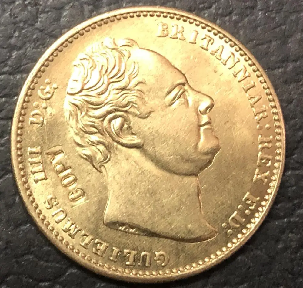 1832 Великобритания 1 Королевский Вильям IV .9999 копия монеты с покрытием из чистого
