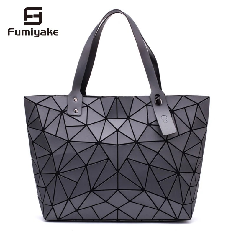 

Matte Womens Handbag Diamond Tote PU Geometric Messenger Shoulder Bag Laser Plain Folding Bags Fashion Casual Shopping Bag bolso