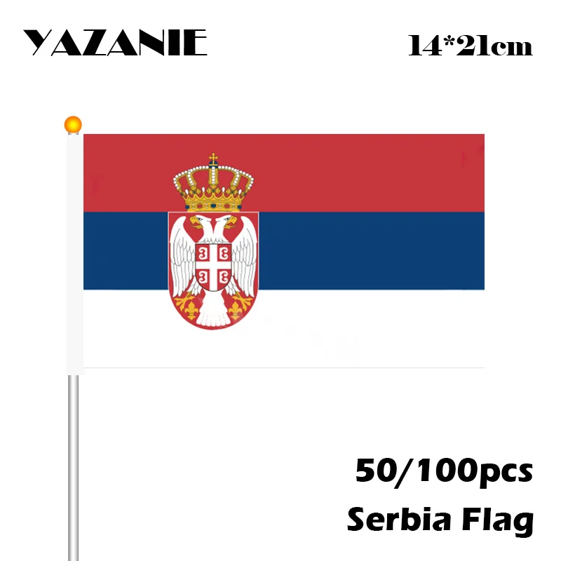 YAZANIE 14*21 см 50/100 шт., флаг с русским флагом 21*14 см#8 маленький Национальный флаг фанаты Кубка мира баннер с пластиковым флагштоком