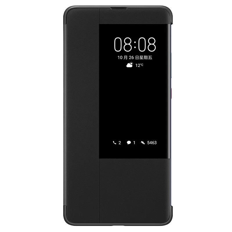Чехол для HUAWEI MATE 20 X, официальный чехол, чехол для HUAWEI MATE 20 X, кожаный чехол с зеркальным окошком и откидной крышкой - Цвет: Черный