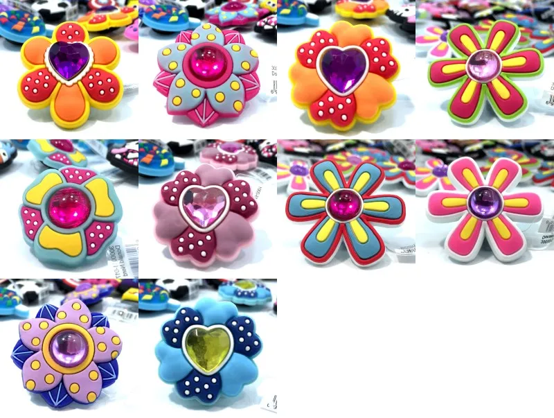 flower mix10pcs 10 шт. высокое имитация обуви очаровательные Микки Мстители КИТ кролик Doc Mcstuffins обувь пряжки подходят браслеты Croc jibz подарок для детей - Цвет: flower mix10pcs