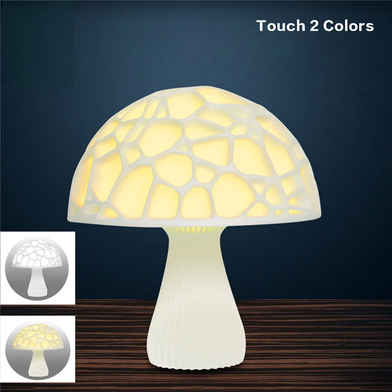 2 colors touch Шелкопряд 3D принт 2/16 цветов гриб Ночной светильник прикроватная лампа для рождества подарок домашний декор атмосфера - Испускаемый цвет: 2 colors touch