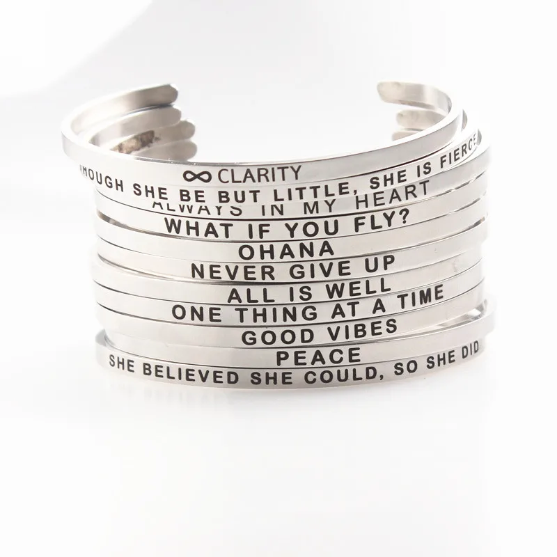 Четкость гравировкой Нержавеющая сталь браслет положительный вдохновляющие