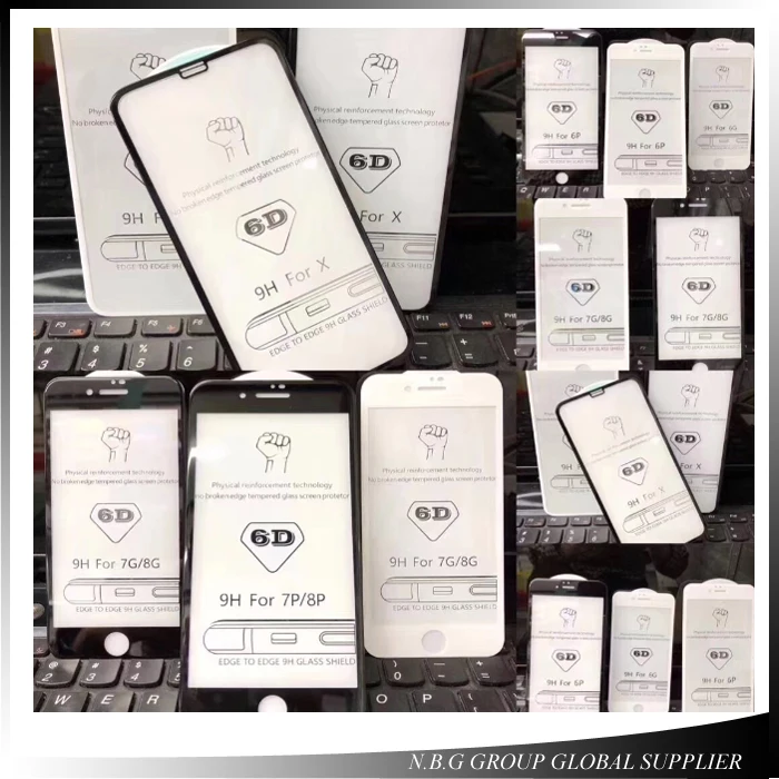 10 шт./лот 6D полное покрытие Закаленное стекло пленка для iPhone X Xs Max 6 7 8 plus Полный