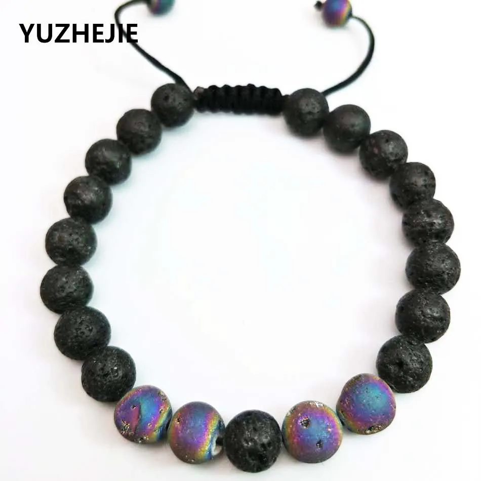 YUZHEJIE Прямая поставка лавовый камень тигровые глаза мужские натуральные черные