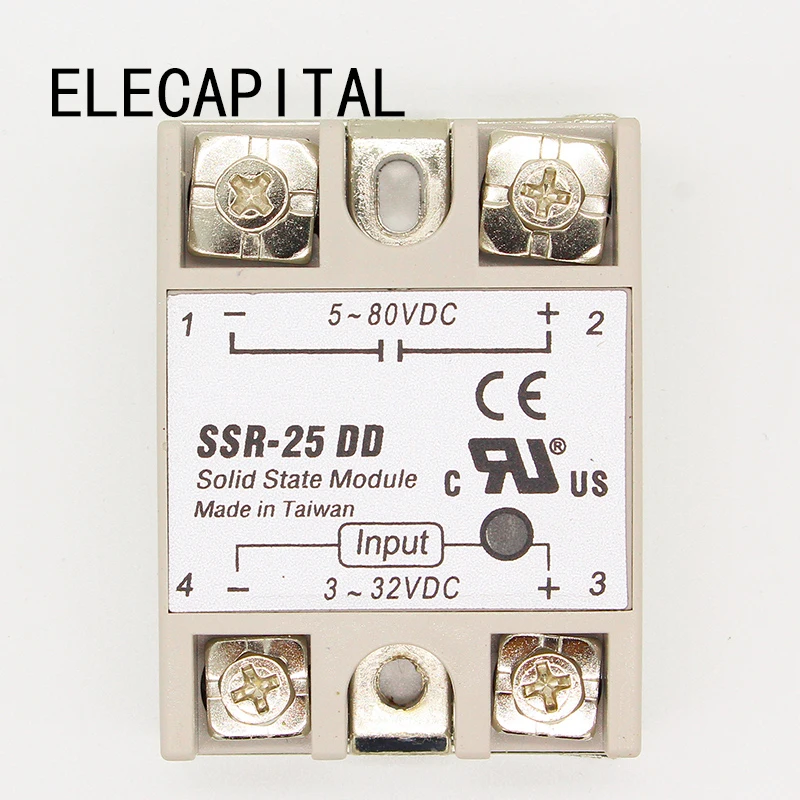 Однофазное твердотельное реле постоянного тока вход 25DD SSR нагрузка 3 ~ 32 В 5 80