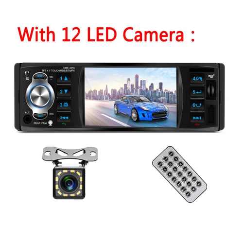 With 12 LED Camera AMPrime 4022D 4,1 дюймов 1 Din автомагнитола Авто Аудио Стерео Авторадио bluetooth Поддержка камеры заднего вида USB пульт дистанционного управления - Цвет: With 12 LED Camera