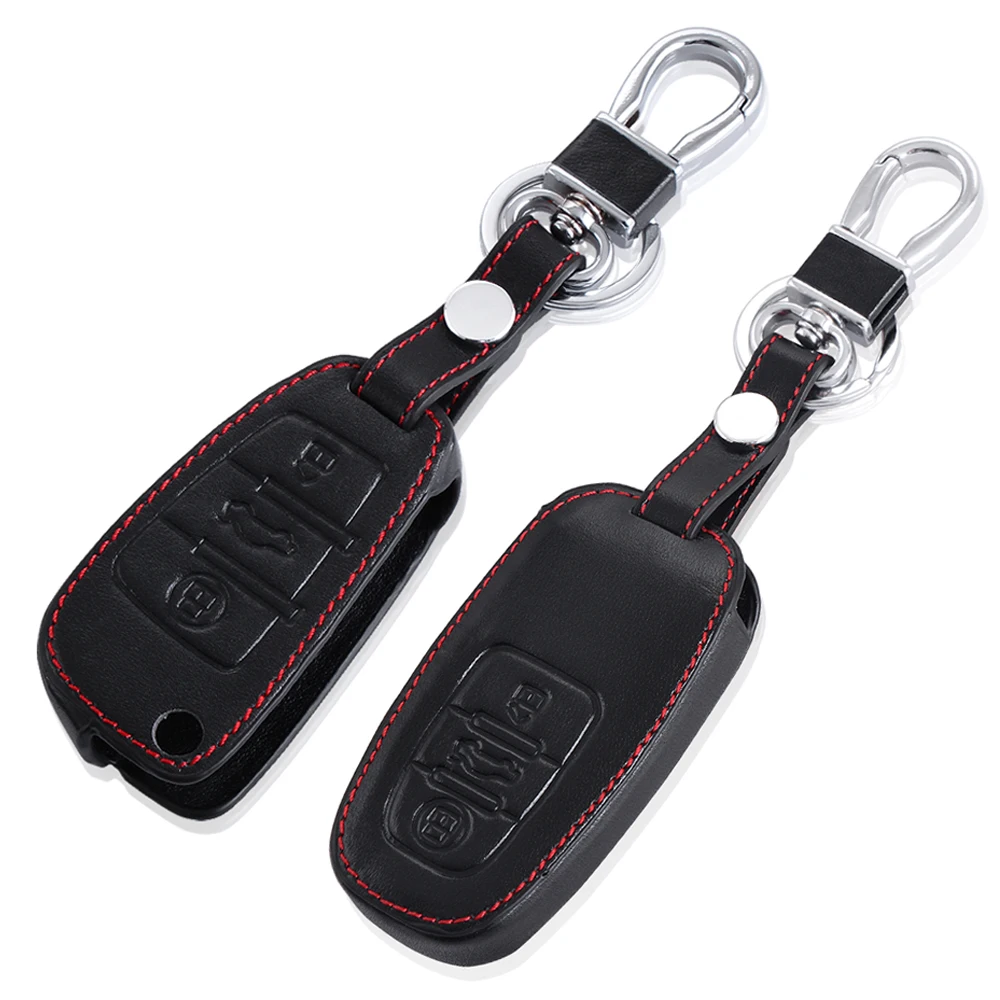 Кожаный чехол для ключей стайлинга автомобиля Audi Sline A3 A5 Q3 Q5 Q7 A6 C5 C6 A4 B6 B7 B8 TT 80 S6