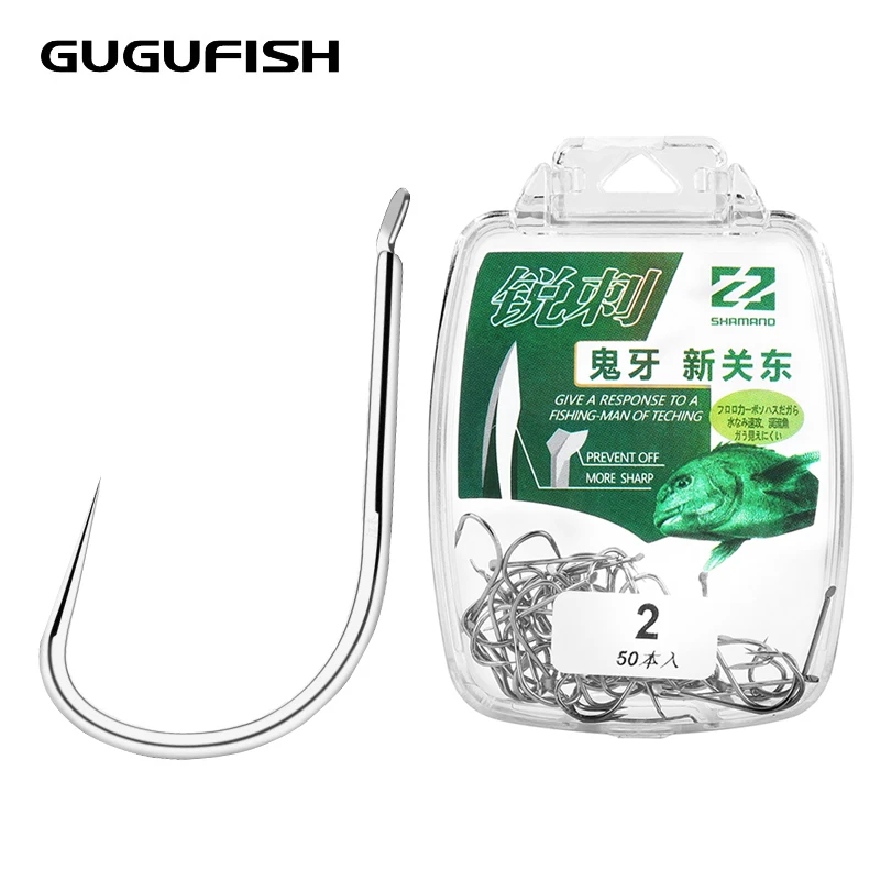 Рыболовные крючки GUGUFISH черные из высокоуглеродистой стали 50 шт./кор. тонкие