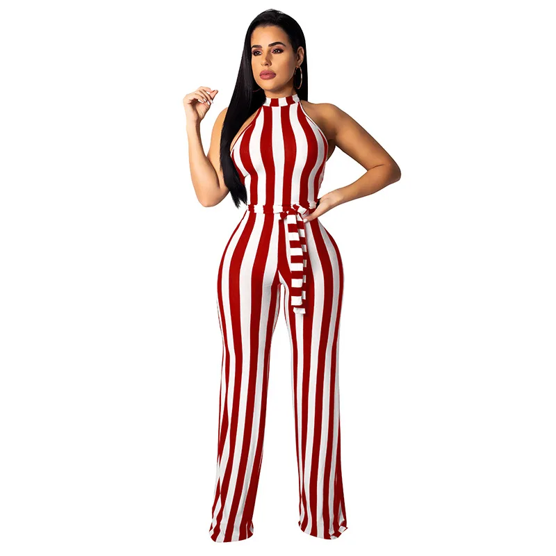 

New Arrival Autumn Winter Women Jumpsuit High Waistt Strip Slim Female Bodysuit Playsuit