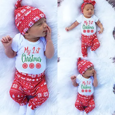 Рождественские топы с принтом для маленьких девочек комбинезон штаны леггинсы