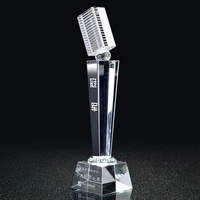 fancy crystal music voice cup microphone award trophy crystal singing souvenir gifts