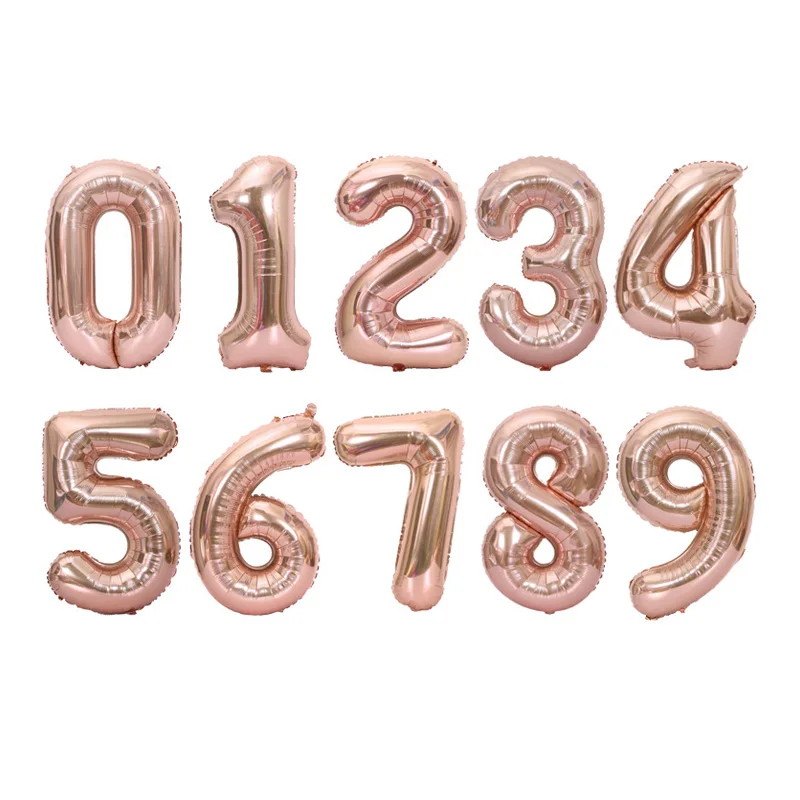 Rose gold 16inch32-дюймовый номер алюминиевые пленочные шары с днем рождения украшения детский душ принадлежности Anniversaire Вечерние - Цвет: Rose gold