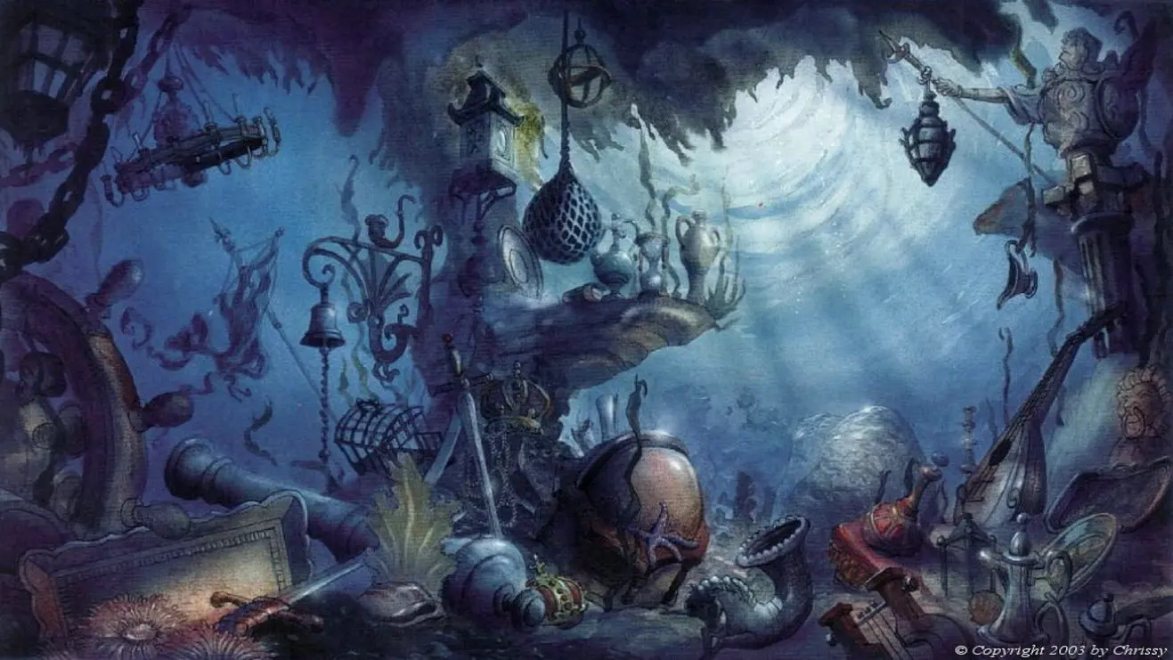 

Высококачественные фоны для фотосъемки с изображением маленькой Русалочки под морем и сокровищ