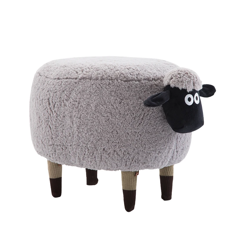 Модные моющиеся обуви Скамья Диван с деревянные ножки Multicolorsheep Форма Творческий деревянная скамеечка надежное хранение - Цвет: Removable grey