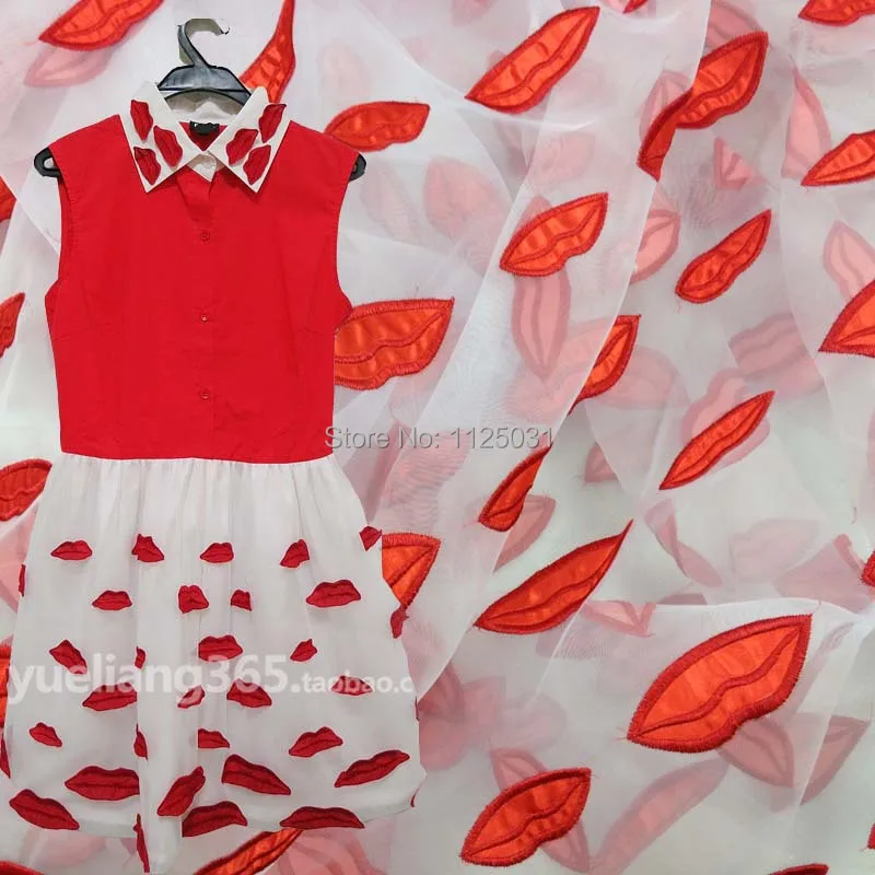 Поделки африканских органза вышивка губ ткань тканевое платье Блузка юбка