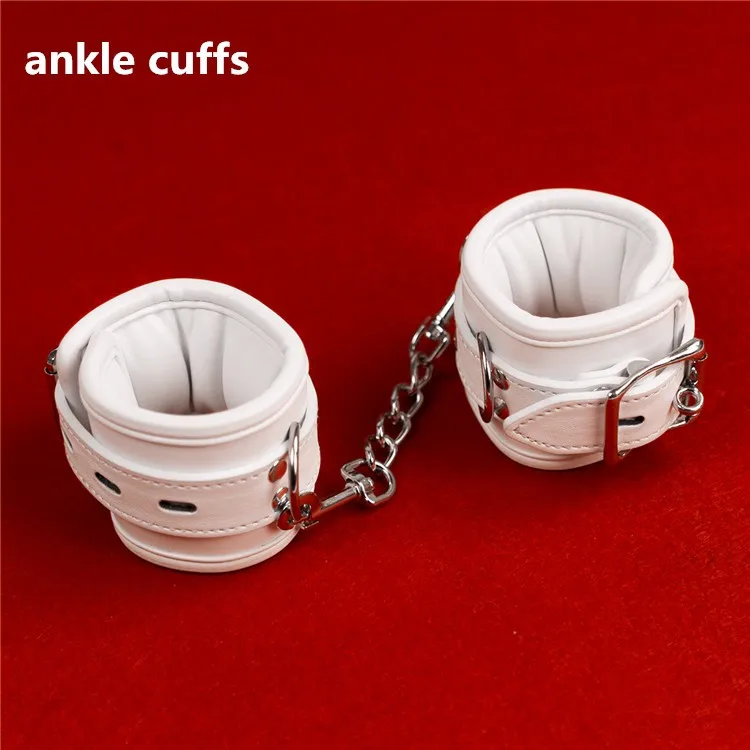 Белый наручники лодыжки манжеты чокер воротник кожа мягкий ручные ножные ремень