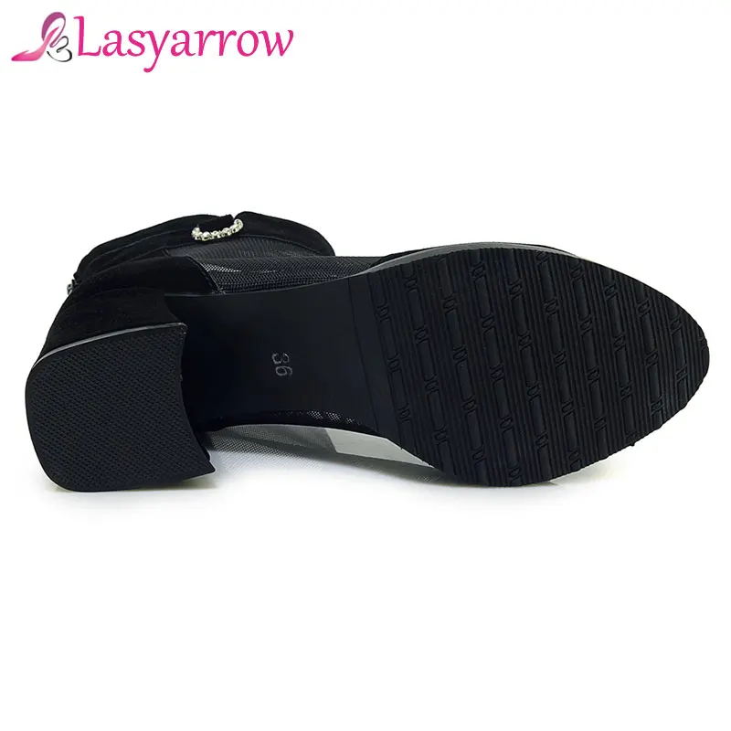 Lasyarrow Fashion Women's Ankle Boots Mesh Shoes Sexy High Heels Lady Platform Pumps Back Zipper Shoe Female Rhinestone J612 | Обувь