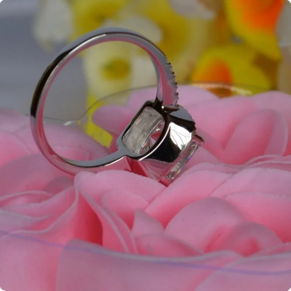 

2CT Princess Solid Gold 18K Diamond Engagement Ring For Women Geniune 18K White Gold Ring Jewelry AU750 Anniversary