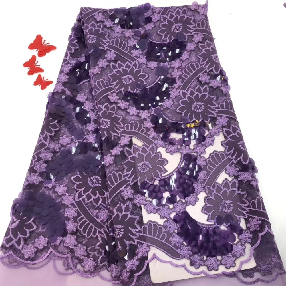 

2019 French fine embroidery lace fabric with high quality sequins for women's dresses ML7986