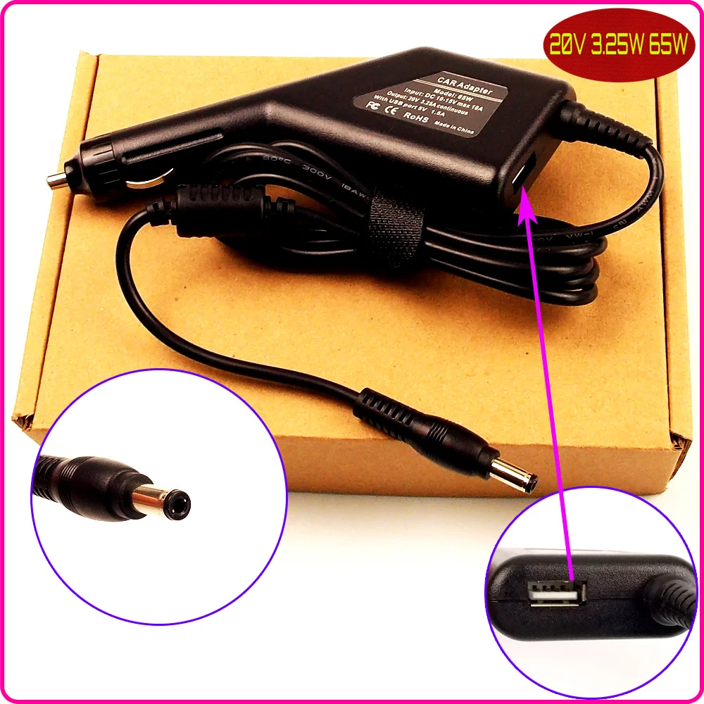 

Laptop DC Power Car Adapter Charger 20V 3.25A + USB for Lenovo ESSENTIAL G570-4334 G575-4383 G770-1037 G770