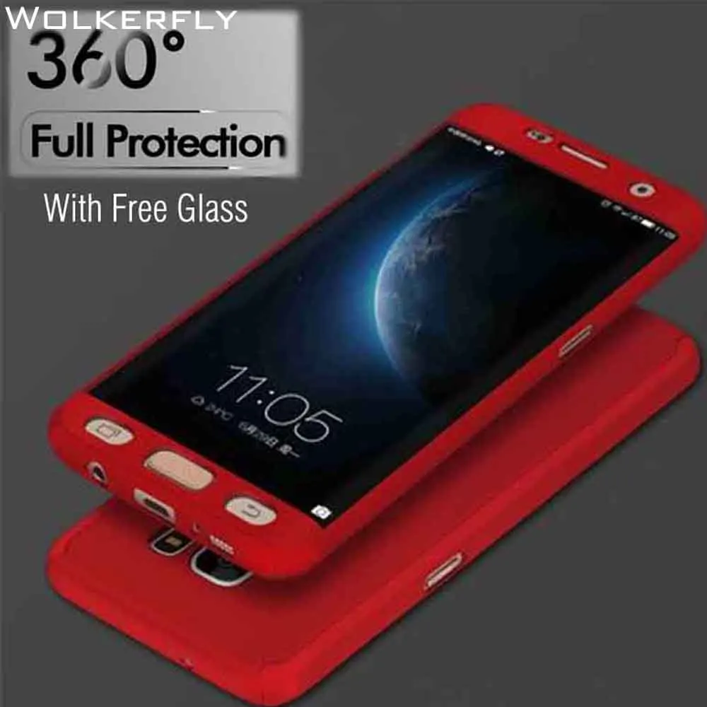 360 Degree Full Body Case For Samsung Galaxy S6 S7 J5 J7 J510 J710 Note5 Cover Protective With Free Tempered Glass |