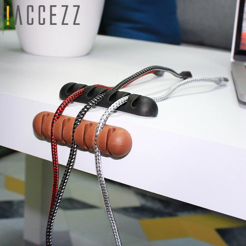 ! ACCEZZ органайзер для кабеля с 7 отверстиями силиконовый держатель USB гибкие зажимы