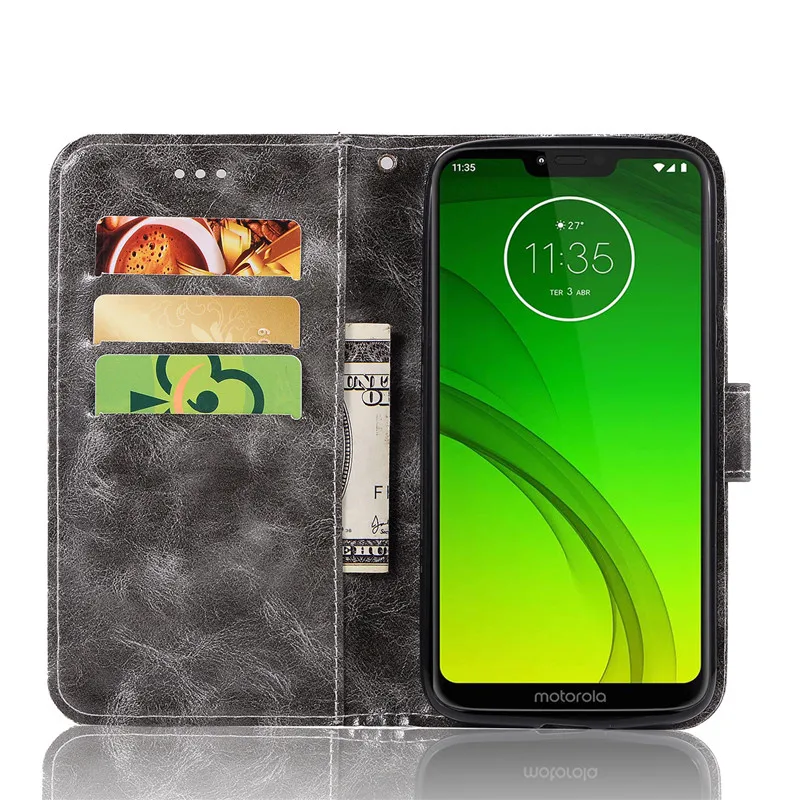 Для Motorola Moto G7 Play чехол Power Чехол Флип кошелек Обложка на заднюю панель из